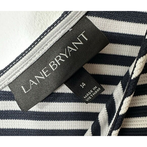 LANE BRYANT Dress Size 14 Blue/White Stripe Sleeveless Double V-Neck Back Zip - Picture 11 of 12